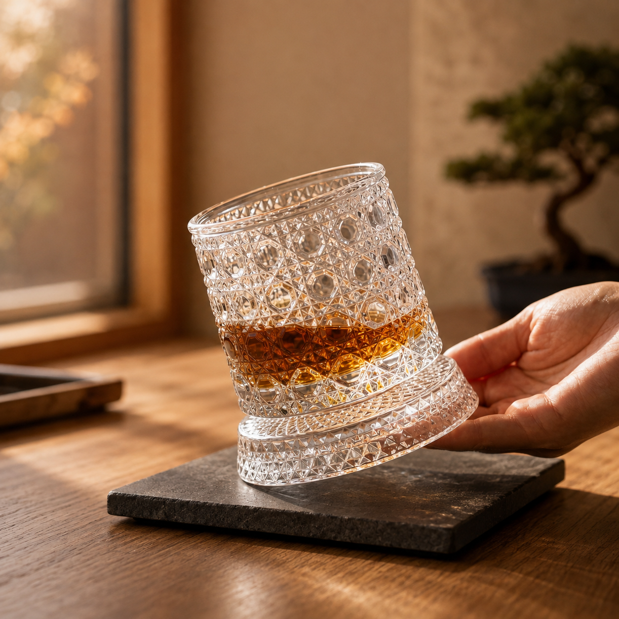 食器 GLASS Mizuro Kaze | Kinetic Rotating Whiskey Glass & Aerator